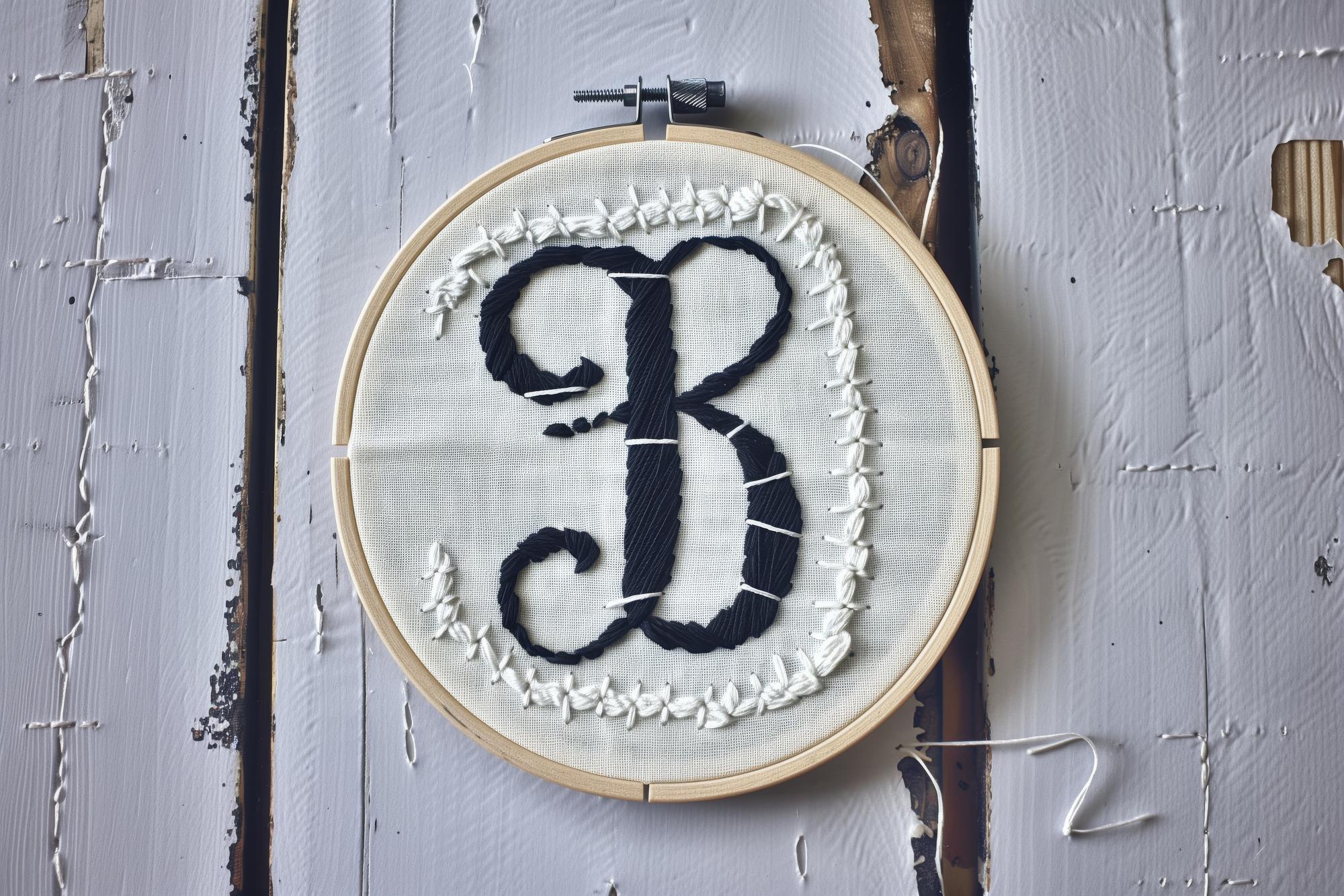 Monogramma ricamato su lino